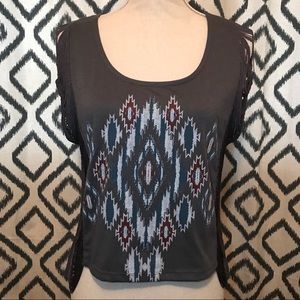 Black Poppy Fringe Seam Top